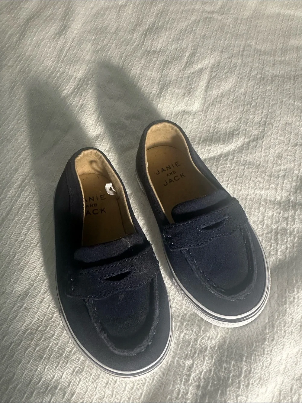 Janie and Jack Navy Suede Penny Loafers. Size 6